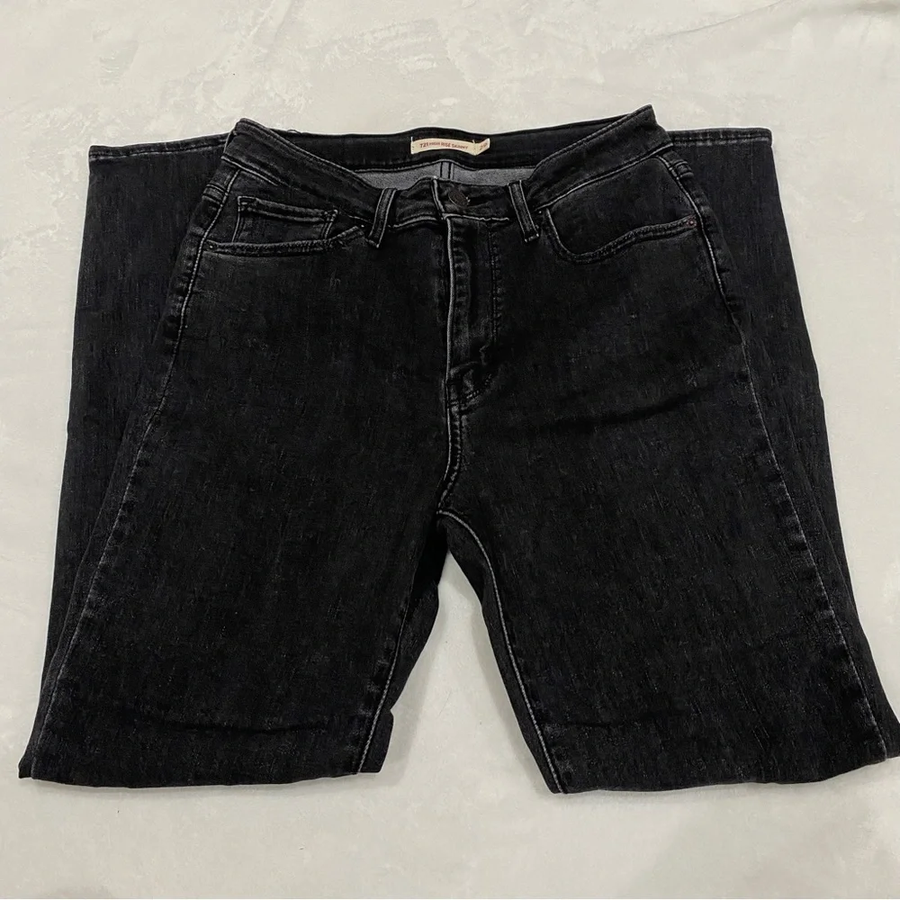 LEVI’S Women’s 721 High Rise Skinny Jeans - distressed black, size W29 L28 - Picture 3 of 12